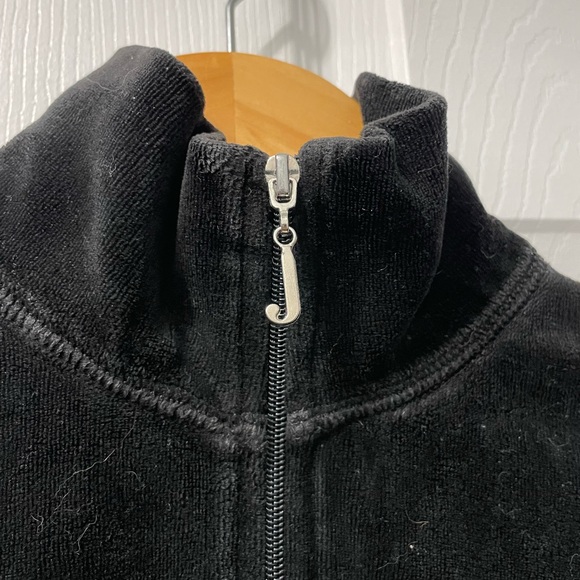 Y2K Juicy Couture Sweater Tracksuit Jacket Black Velour Full Zip Pockets Medium - Picture 4 of 10